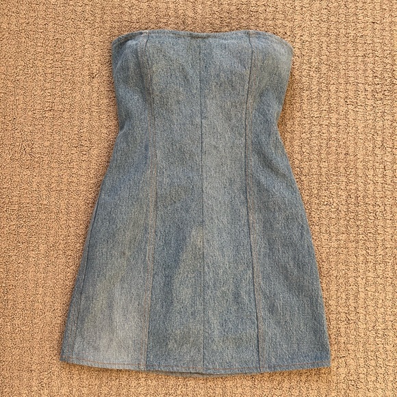 EB Denim Strapless Mini Dress -Light Wash - Picture 4 of 7
